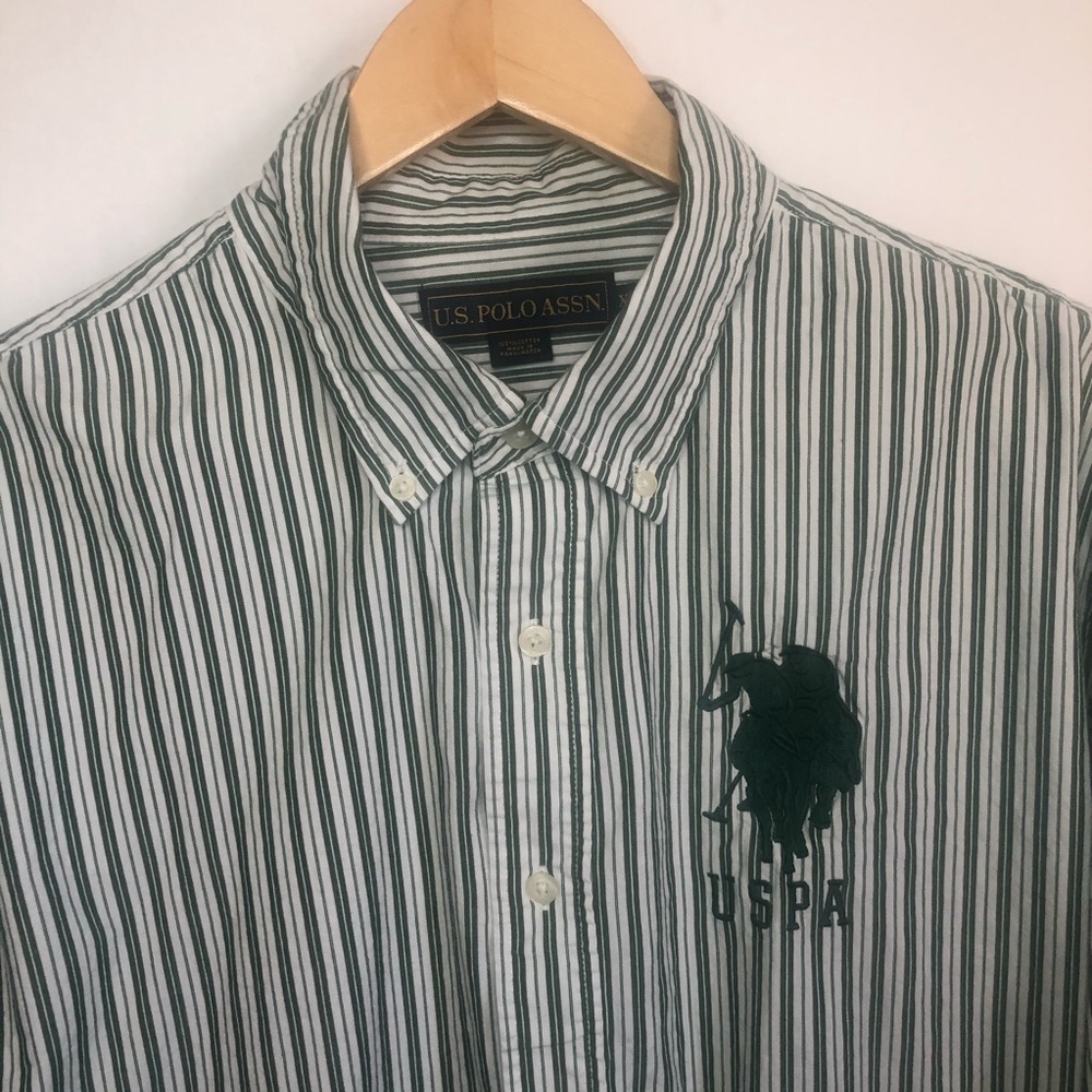 US Polo Assn USPA Long Sleeve Button Logo Shirt vintage 90s/ y2k